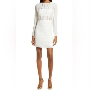 SHO Tadashi Shoji Long Sleeve White Cocktail Dress Size L